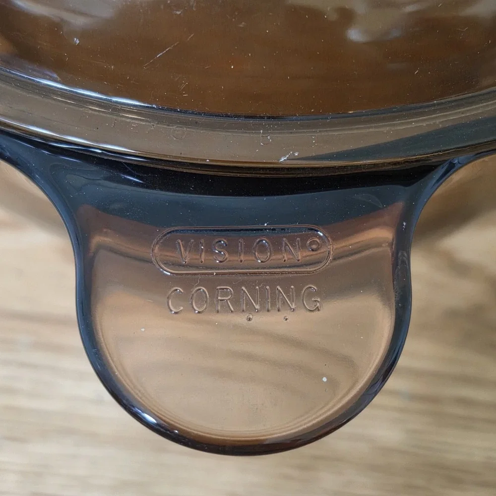 Visions Corning Amber Glass Dutch Oven Covered Casserole Pot Lid Stockpot 4.5L
